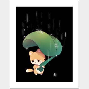 Sad Rain Kitty Posters and Art